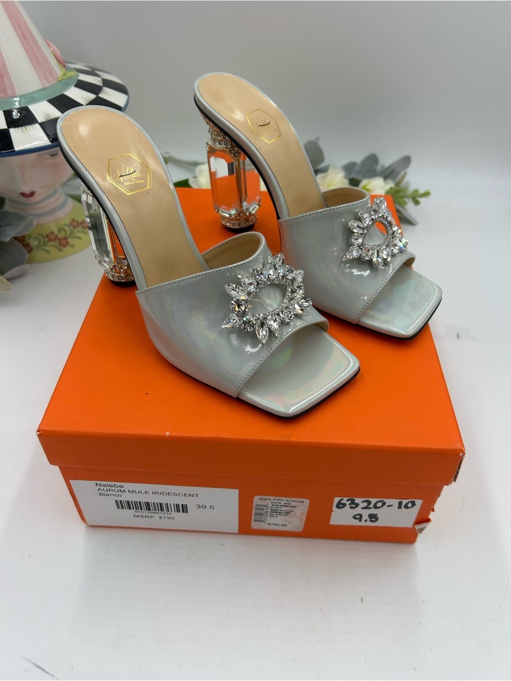 Women's NALEBE AURUM iridescent mules size 39.5 made in Italy